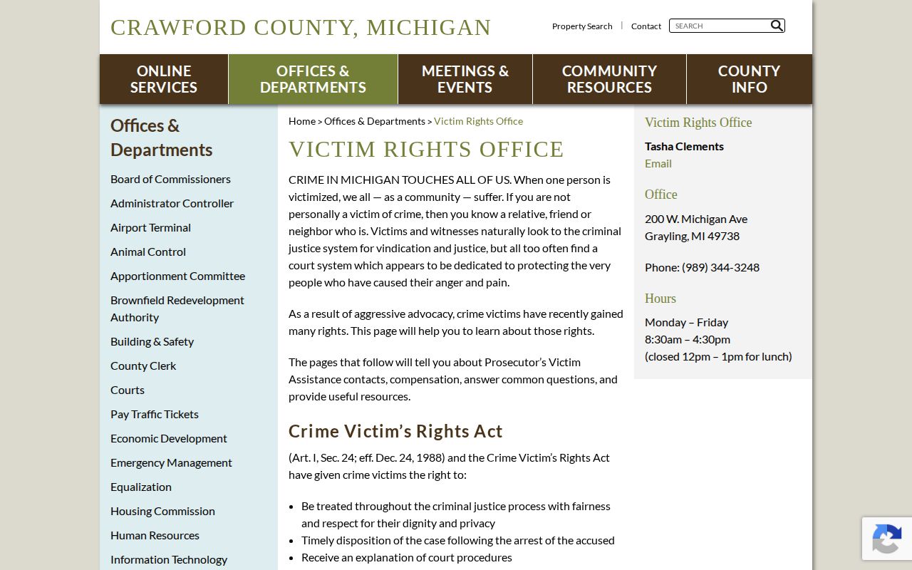 Crawford County Victim Rights Office release notification information